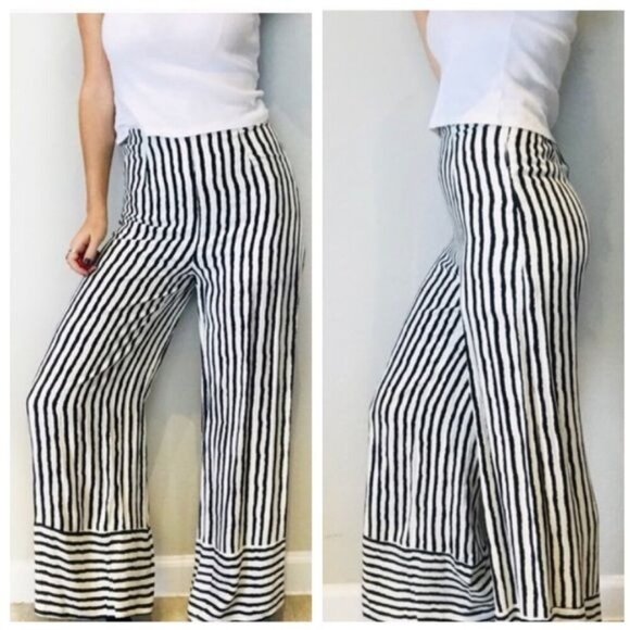 Urban Outfitters Pants - Urban Outfitters Urban Romantics Wide Leg Striped High Waisted Pants Small